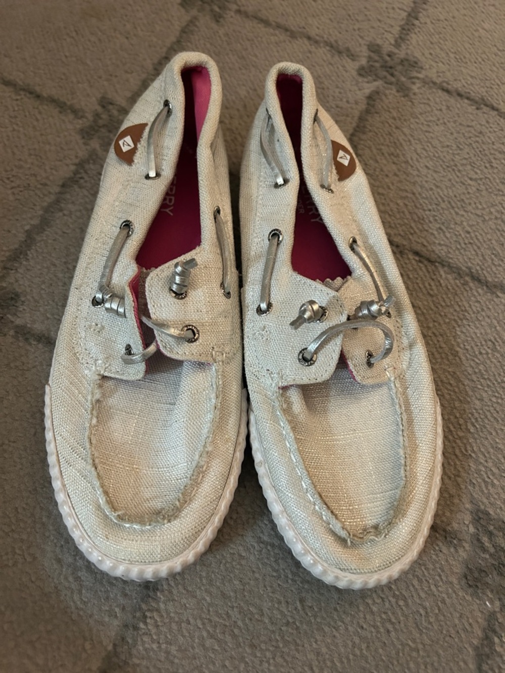 Sperry Women's Iridescent Silver Slip On Boat Shoes